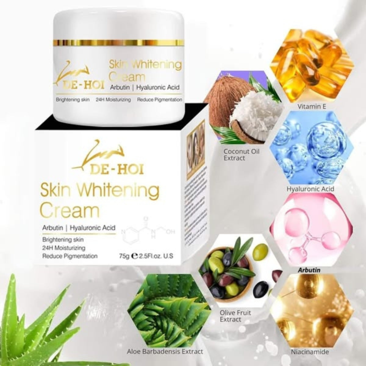 DE HOI Skin Whitening Cream – Face & Body Brightening – 75g