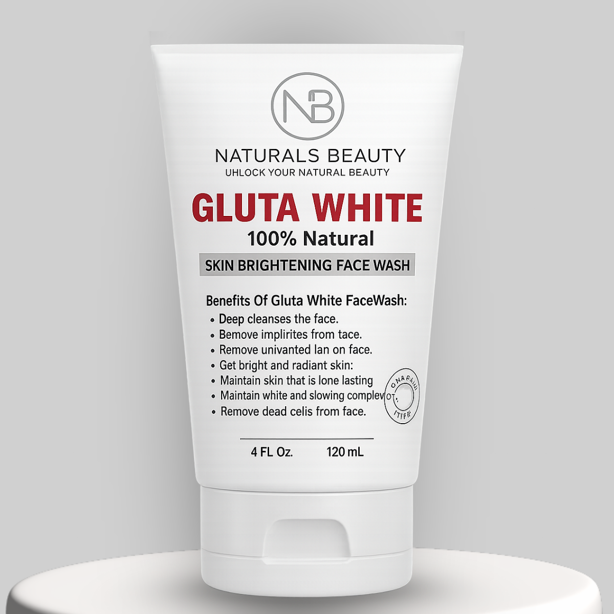 Gluta White Face Wash 120ml for Bright, Clear & Glowing Skin Daily