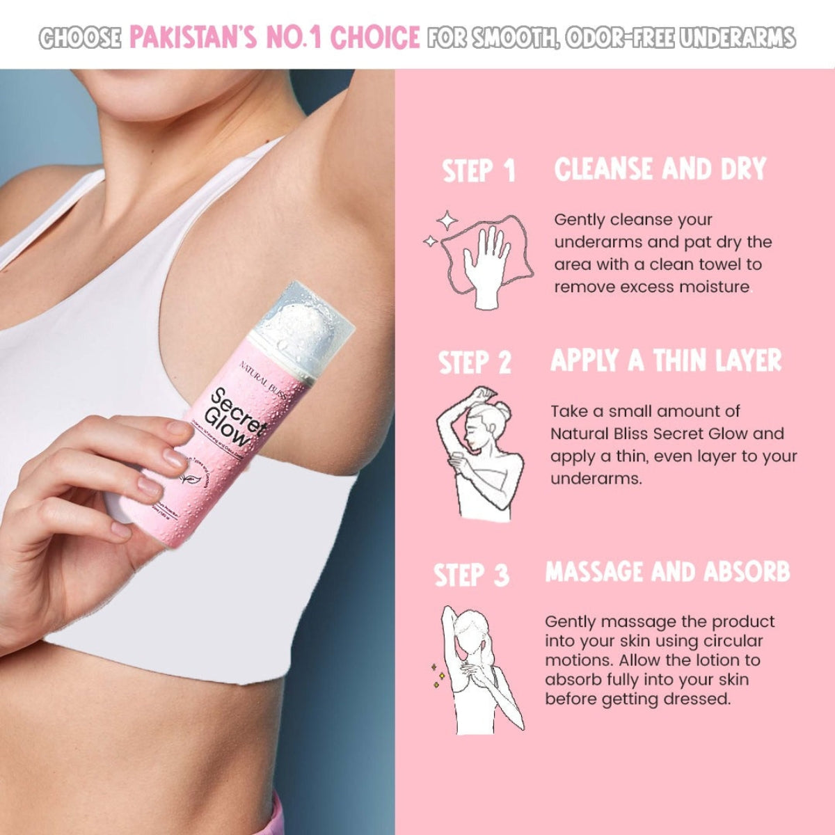 Secret Glow Underarm Cream – Brightening & Odor Control (50g)