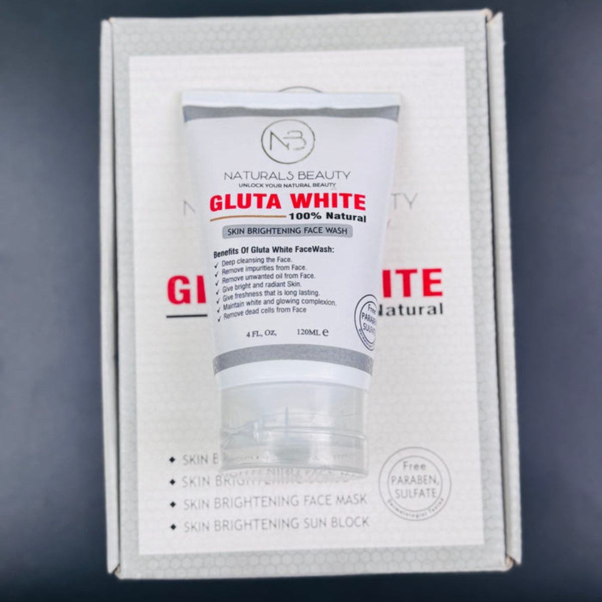 Gluta White Face Wash 120ml for Bright, Clear & Glowing Skin Daily
