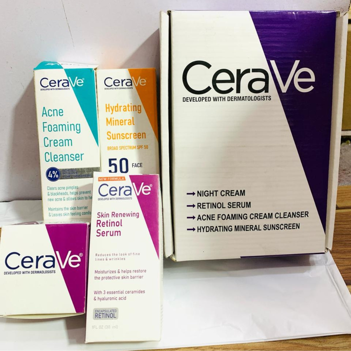 CeraVe 4-in-1 Skincare Kit – Cleanser, Serum, Cream & Sunblock