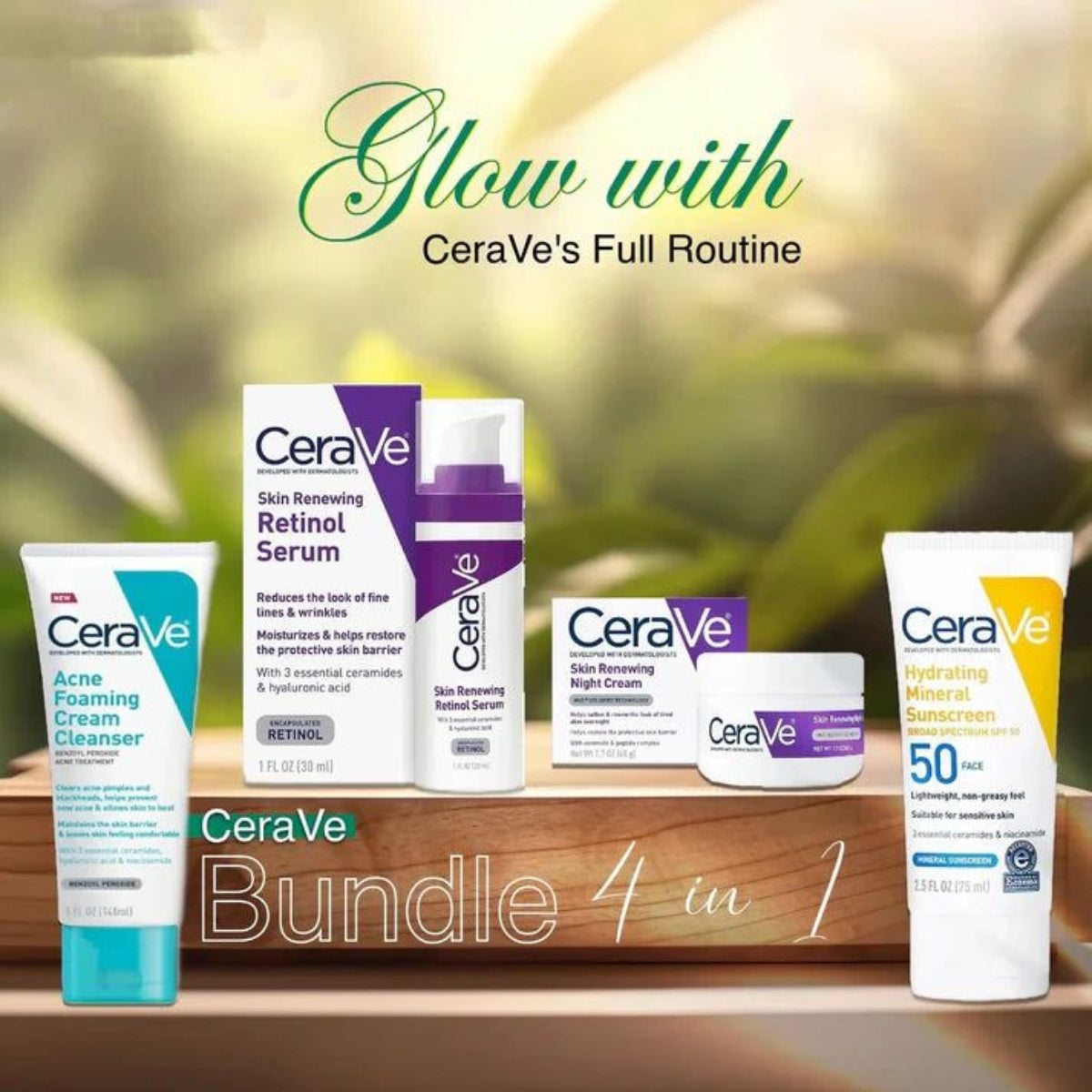 CeraVe 4-in-1 Skincare Kit – Cleanser, Serum, Cream & Sunblock
