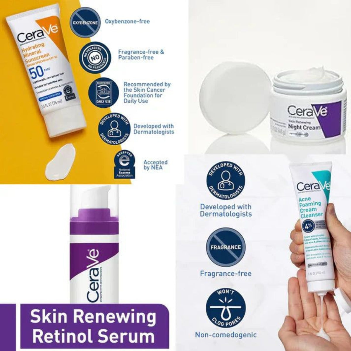 CeraVe 4-in-1 Skincare Kit – Cleanser, Serum, Cream & Sunblock