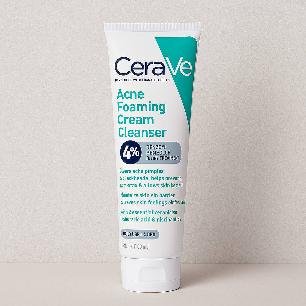 CeraVe Acne Foaming Cleanser 120ml – 4% Benzoyl Peroxide Face Wash