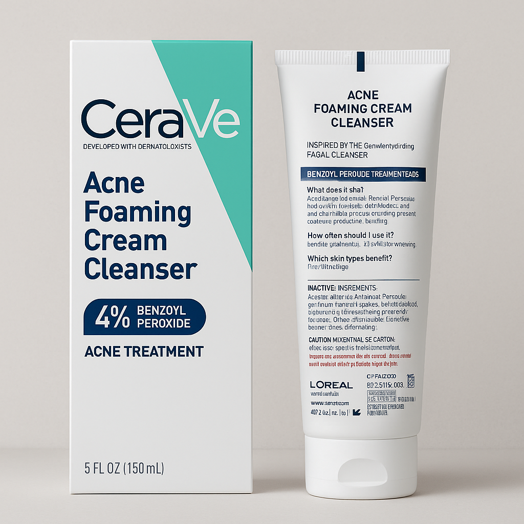 CeraVe Acne Foaming Cleanser 120ml – 4% Benzoyl Peroxide Face Wash