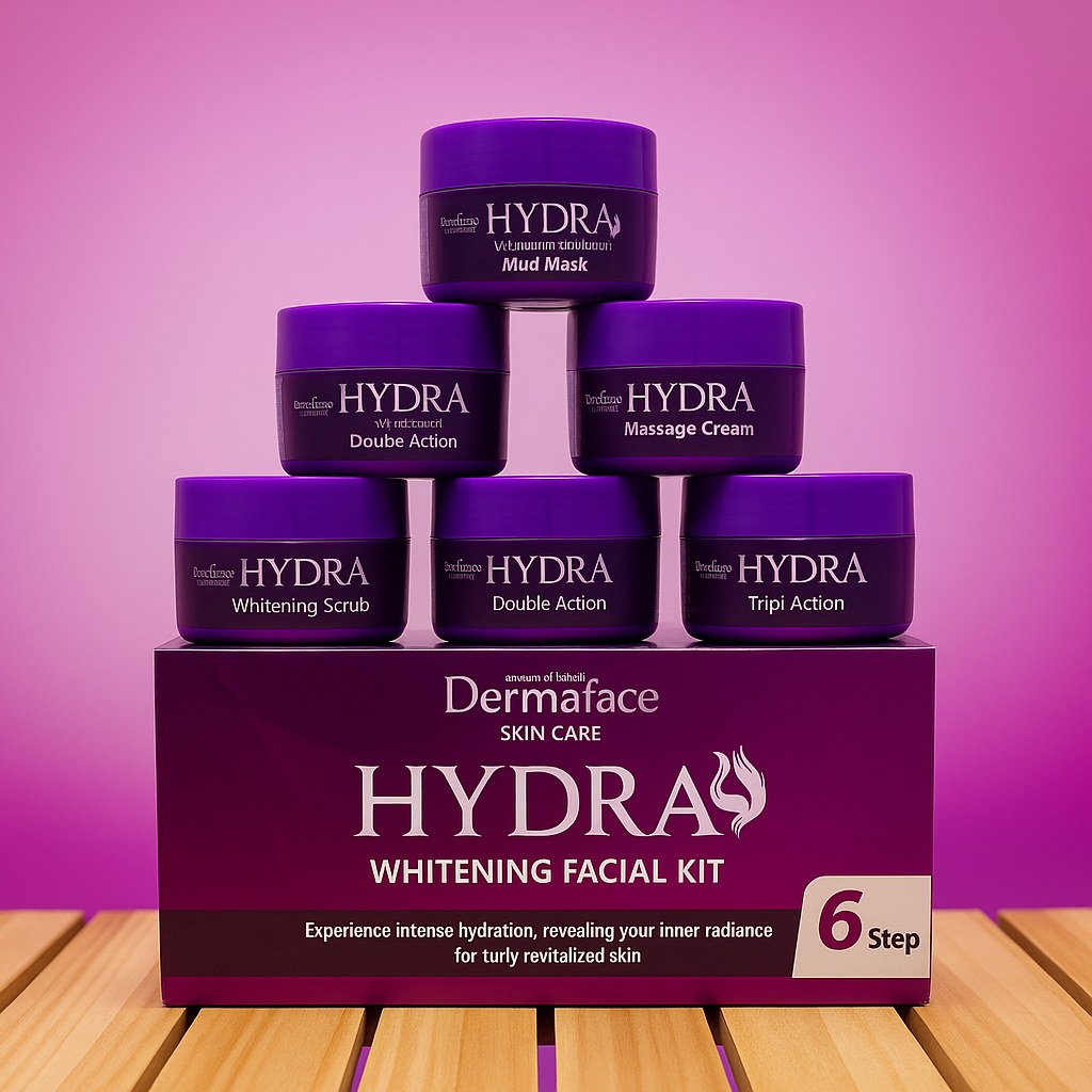 Derma Face Hydra Whitening Facial Kit – 6 Step Glow & Brightening
