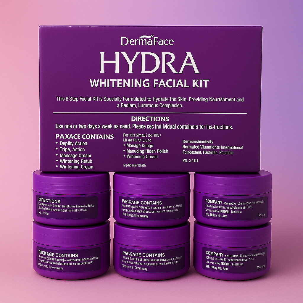 Derma Face Hydra Whitening Facial Kit – 6 Step Glow & Brightening